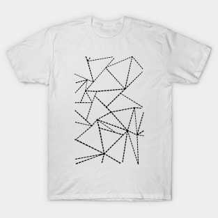 Abstract Dotted Lines Black on White T-Shirt